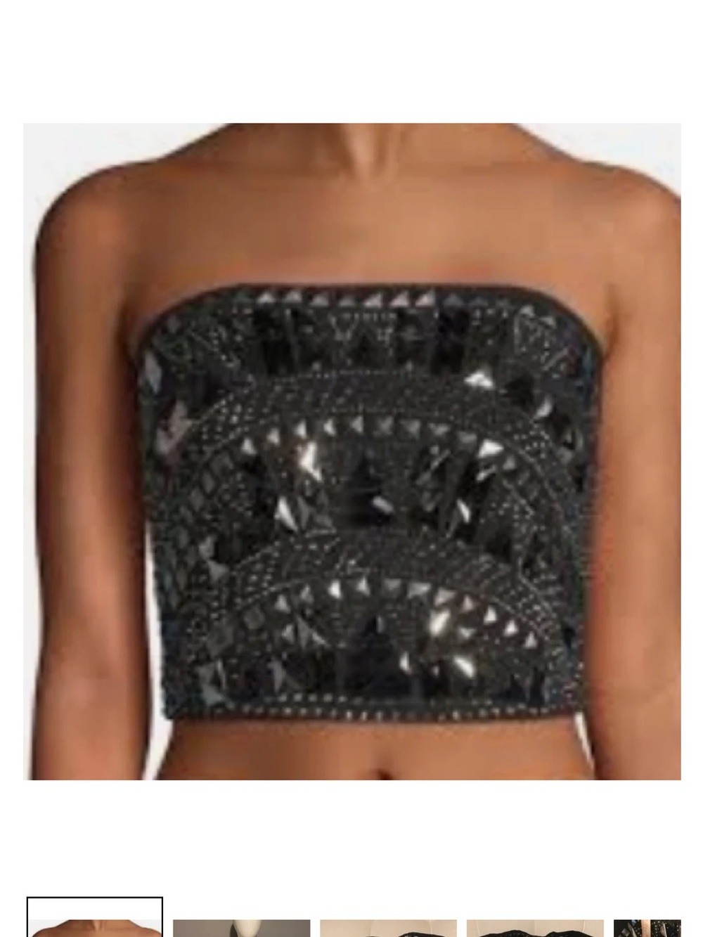 Ramy Brook Jo Black Bustier Rhinestones Crystals+Intricate Beading XS NEW $325